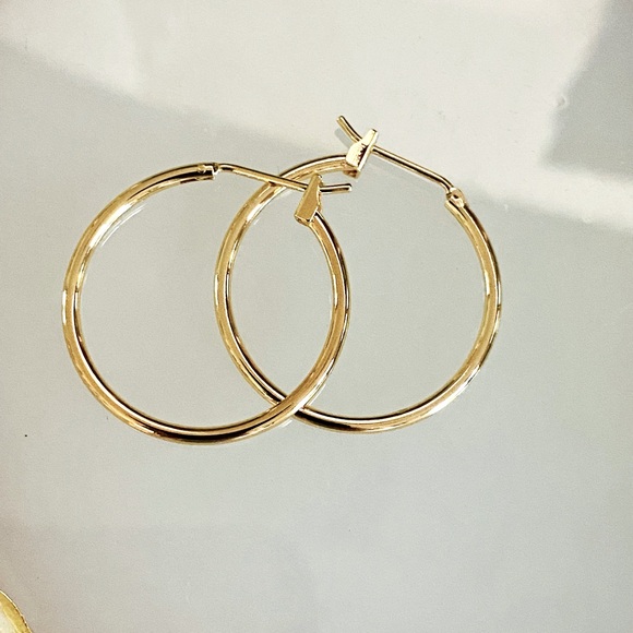 14k plated hoops 25mm - Picture 1 of 5